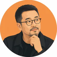 专栏作者沈川头像，戴眼镜留胡须的中年男性插画